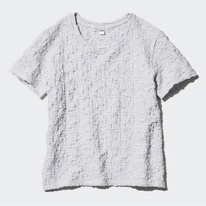 Uniqlo Shirred Short Sleeve T-Shirt in Light Grey - S